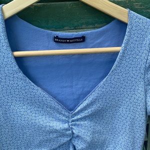 Brandy Melville Blue and White Floral Top